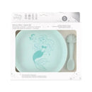 Disney Baby silicone plate and spoon set featuring Princess Ariel, designed for babies 6 months and up.