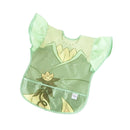 Ruffle apron bib featuring a green design inspired by Tiana from Disney, with a flower and leaf motif.