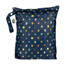 Waterproof wet bag featuring a navy background with colorful Nintendo Super Mario character designs and icons.