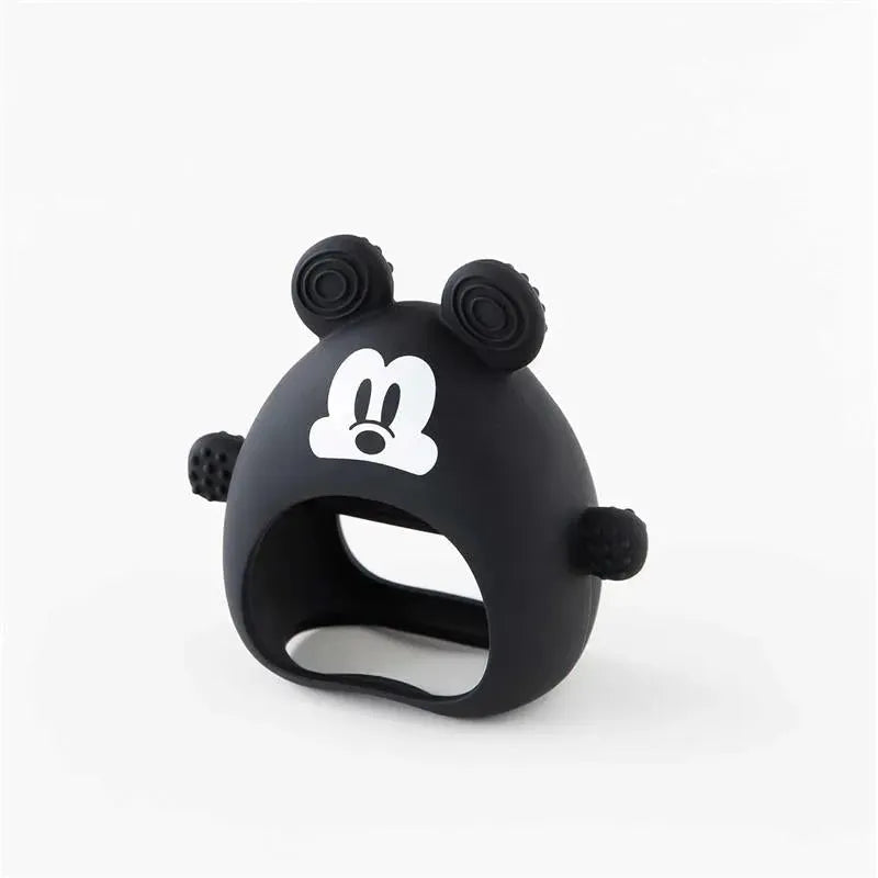 Silicone cooking mitt designed as Mickey Mouse, featuring textured grip and ear details, ideal for kids.