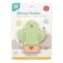 Bumkins Silicone Teether shaped like a cactus, made from 100% food-grade silicone, suitable for 3+ months.