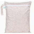Bumkins Waterproof Wet Dry Bag for Baby D5 Wander-WD, featuring a light beige design with white abstract patterns and a zipper.