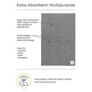 Extra absorbent Burts Bees organic burp cloth, gray, highlighting its tri-fold design and uses for burping and spills.