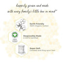 Burts Bees 5Pk Bee Essential Organic Burp Cloths, highlighting attributes like 100% organic cotton and GOTS certification.