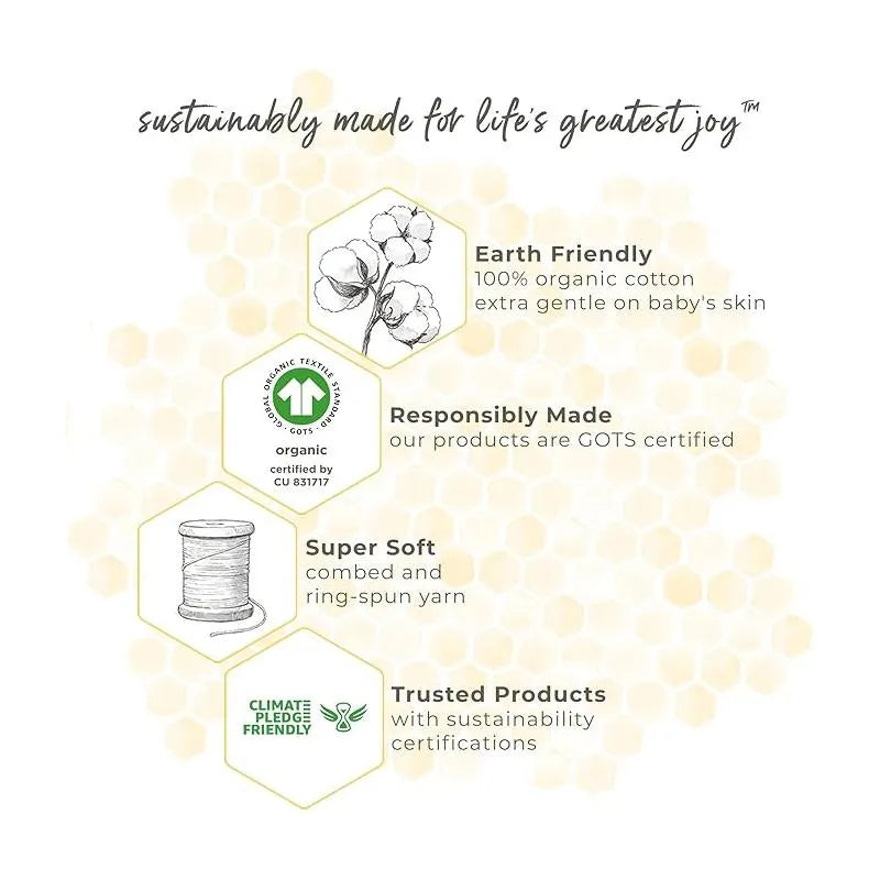 Sustainably made Burts Bees Baby Boy Tortoise Jumpsuit & Bodysuit Set description highlighting organic cotton, softness, and certifications.