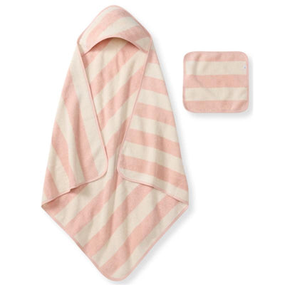 Burts Bees - Rugby Stripe Woven Terry Towel & Washcloth Set Pink Sand Image 1