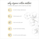 5 reasons why organic cotton is best for babies: soft for delicate skin, durable, eco-friendly, and GOTS certified.
