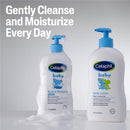 Cetaphil Baby Daily Lotion 13.5 Oz alongside Cetaphil Baby Wash & Shampoo, featuring a tear-free formula for sensitive skin.