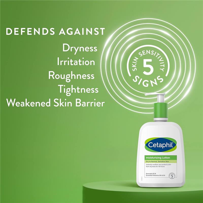 Cetaphil Moisturizing Lotion 16 oz, promotes hydration and defends against dryness, irritation, and weakened skin barrier.