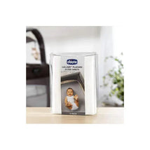Chicco 2 Pack Lullaby Playard Sheets in white, featuring a baby in a playard on the packaging.