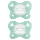 Chicco Physioforma Dual Soft Pacifier in seafoam color, designed for infants aged 0-2 months, featuring a soft silicone nipple.