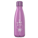 Chicco stainless steel insulated water bottle in pink with a cute hippo design, 12 oz capacity.