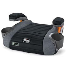 Chicco Gofit Cleartex Backless Booster Car Seat in Shadow color, featuring removable cup holders and padded seat for comfort.