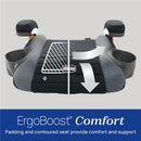 Chicco Gofit Cleartex backless booster car seat in Shadow color, featuring ergonomic padding and contoured design for comfort.