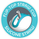 Flip-top sippy cup design featuring a silicone straw, ideal for toddlers 12 months and older.