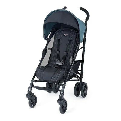 Chicco Liteway Stroller in Arctic color, featuring a black seat with safety harness and a protective canopy.