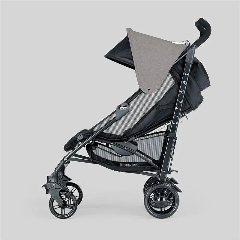 Chicco Liteway stroller in Dune color, featuring a lightweight frame, adjustable canopy, and breathable mesh seat.
