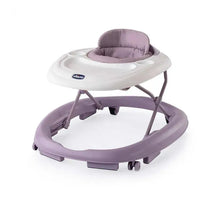 Chicco Mod Walker infant walker in lavender, featuring a padded seat and a circular base with wheels for mobility.