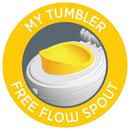 Chicco My Tumbler water bottle with a yellow free-flow spout, designed for children 2+ years.