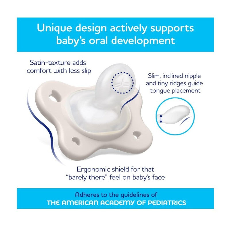 Chicco Physioforma Dual Soft Pacifier in mulberry color, featuring ergonomic design and satin-texture for comfort and oral development.