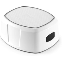 Chicco single step stool in white with a non-slip surface, designed for children to reach higher places safely.