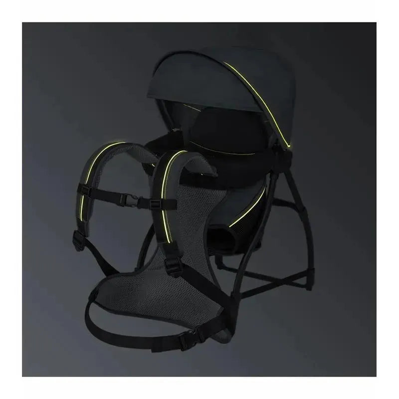 Chicco SmartSupport Backpack Carrier in solar color, featuring adjustable straps, breathable mesh sections, and a protective sun canopy.