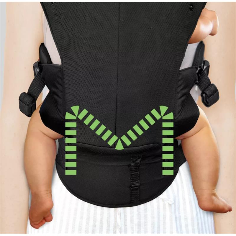 4-in-1 Chicco Snugsupport Infant Carrier in black, showing adjustable straps and a baby securely seated.