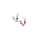 Chicco Universal Two-in-One Fashion Pacifier Clip in grey with pink and grey patterns, designed to keep pacifiers secure.