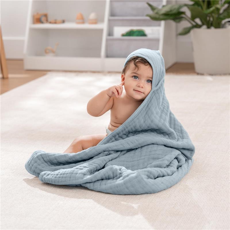 Comfy Cubs - Hooded Baby Towel Pacific Blue Image 4