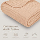 Comfy Cubs Muslin Baby Blanket in cream, made from 100% natural muslin cotton, features a soft, breathable texture.
