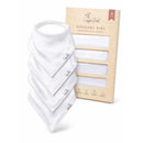 Set of four white baby bandana bibs from Copper Pearl, featuring a stylish design with logo detail and premium fabric.