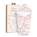 Copper Pearl Fischer Premium Knit Hooded Towel with floral design, featuring a plush terry cloth lining and cozy hood.