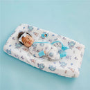 Premium diaper changing pad cover features a whimsical Monsters Inc design, with a sleeping baby wearing a onesie.