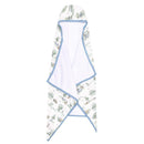 Big kid hooded towel featuring Hundred Acre Wood characters with a soft white interior and blue trim.
