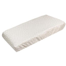 Premium knit diaper changing pad cover in light beige with a white star pattern, designed for comfort and style.