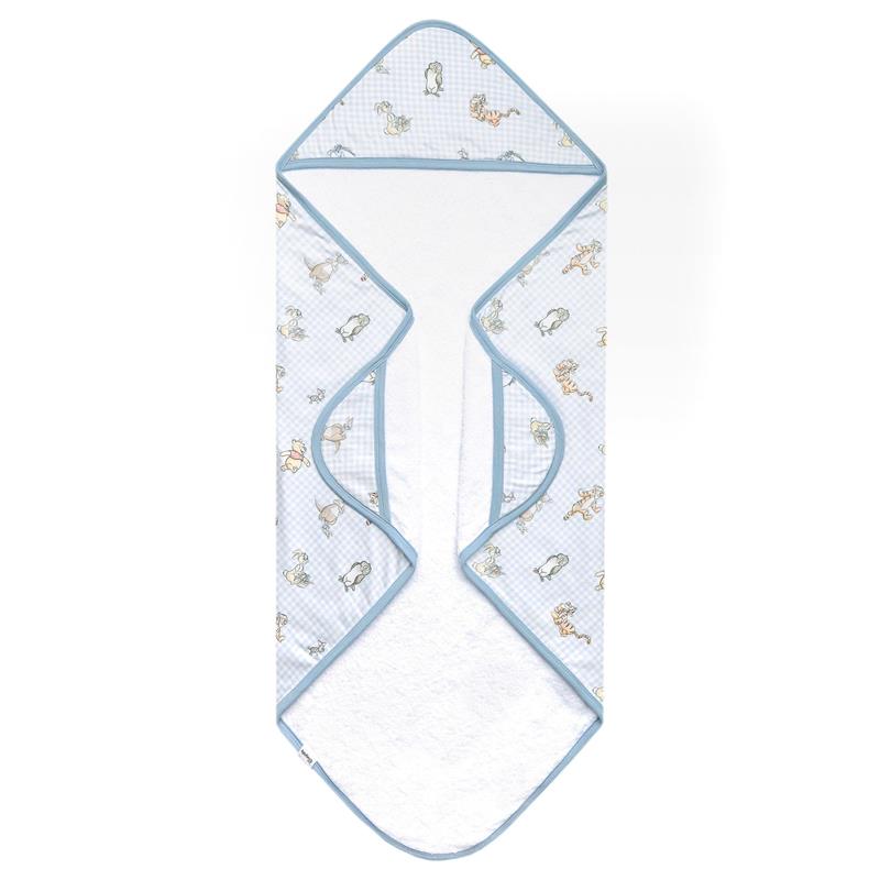 Hooded towel featuring Winnie The Pooh and friends, designed with a soft, absorbent material and a playful print.