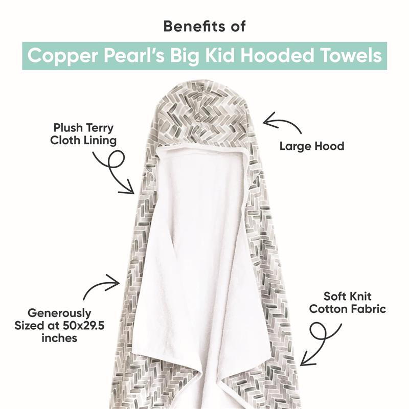 Copper Pearl Wizarding World™ Premium Big Kid Hooded Towel featuring a large hood, plush terry cloth lining, and soft knit cotton fabric.