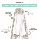 Copper Pearl Wizarding World™ Premium Big Kid Hooded Towel featuring a large hood, plush terry cloth lining, and soft knit cotton fabric.