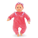 Corolle Mon Grand Poupon Purple Chérie doll, 42 cm, dressed in a pink outfit with a floral neckline and matching headband.