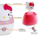 Hello Kitty ultrasonic humidifier with a 1-gallon water tank, removable mist lid, and anti-microbial clean control feature.