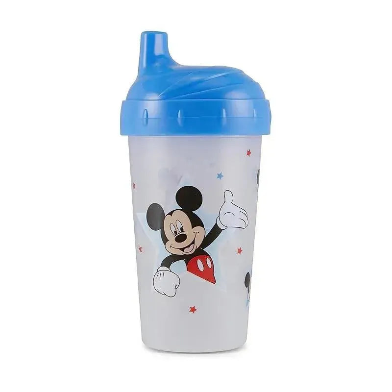 Disney Mickey Mouse hard spout cup featuring Mickey Mouse graphics and stars, with a blue lid.