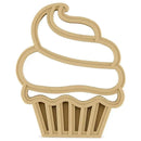 Food-grade silicone teether shaped like a cupcake, featuring a beige design with a whimsical frosting top.