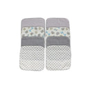 Eight rolled washcloths designed for babies, featuring various elephant and animal patterns in soft, neutral colors.