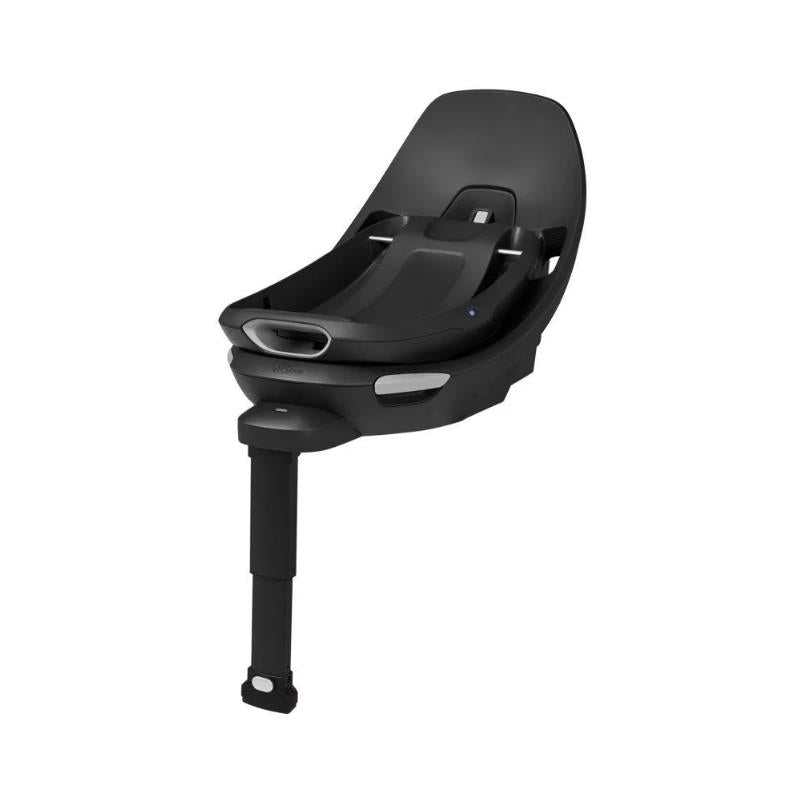 Cybex Aton G2 Swivel Load Leg Base, featuring a sleek black design with adjustable support leg for secure installation.