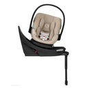 Cybex Balios S Lux travel system with Aton G2 car seat, featuring almond beige upholstery and a black base.