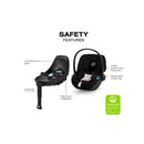 Cybex Cloud G Pro car seat with safety features such as anti-rebound base, load leg, and linear side-impact protection.