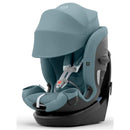 Cybex Callisto G 360° Rotating All-in-One Convertible Car Seat in Stormy Blue with adjustable canopy and secure harness system.