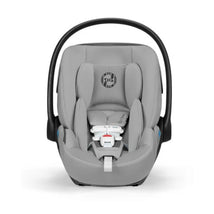 Cybex Cloud G Pro Comfort Extend Infant Car Seat in Stone Grey with adjustable handle and safety harness.