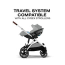 Cybex Cloud G Pro Comfort Extend Infant Car Seat in Stormy Blue, designed for travel system compatibility with all Cybex strollers.
