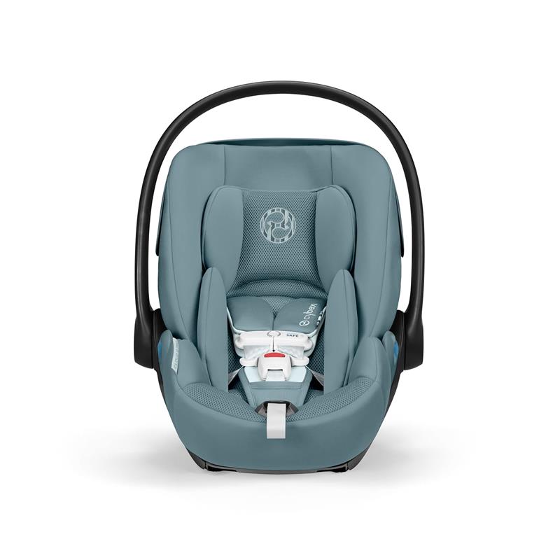 Cybex Cloud G Pro Comfort Extend Infant Car Seat in Stormy Blue, featuring a secure harness and ergonomic design.